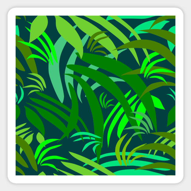 Fronds on Deep Teal Repeat 5748 Sticker by ArtticArlo